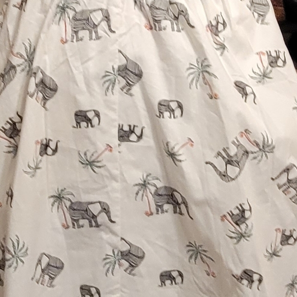 Elephant palm tree baby doll dress sweatheart neckline novelty print boho - Picture 7 of 12